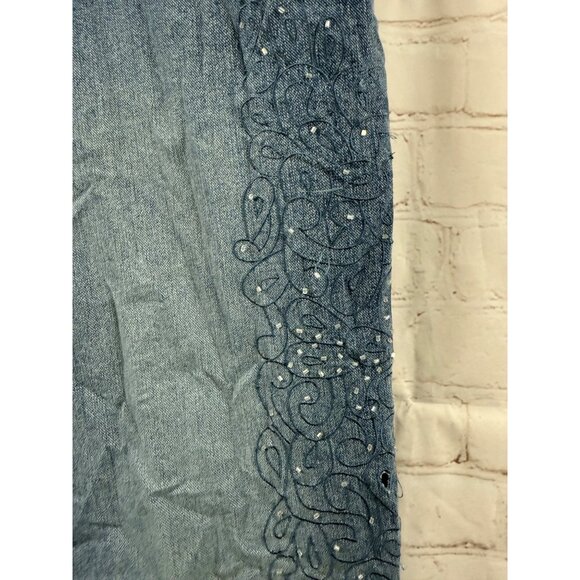 Lana Erica Jeans Womens Size 6 Blue Embroidered Rhinestone Distressed (READ) - Picture 3 of 12